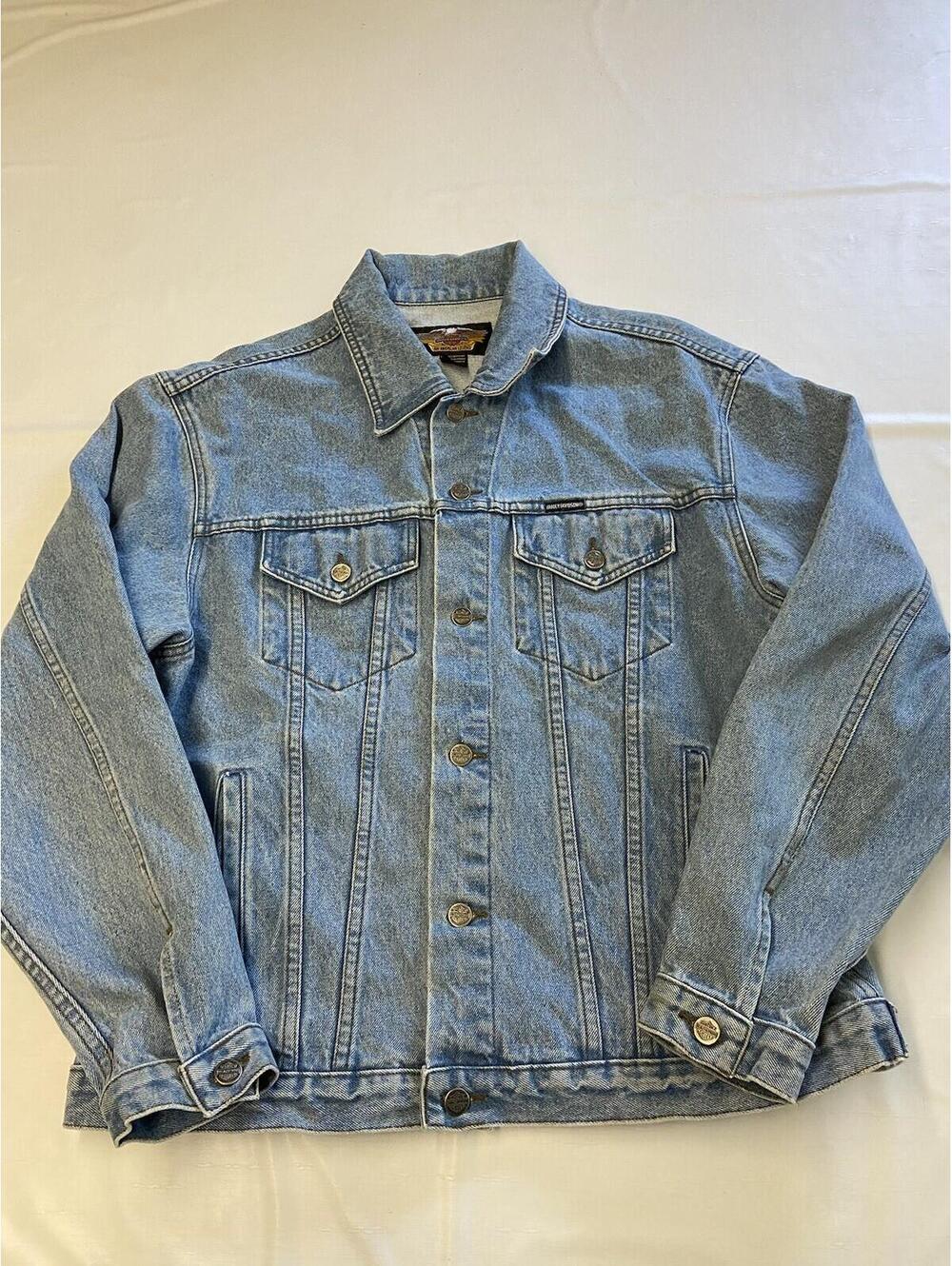 Mens HARLEY DAVIDSON Vintage Denim Trucker Jacket Sz M